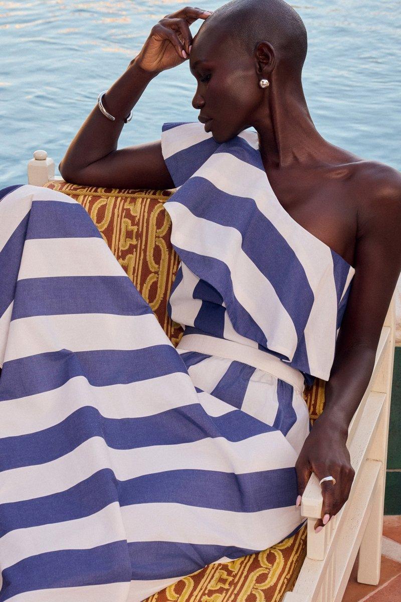 Gestreiftes One-Shoulder-Top-Rich & Royal