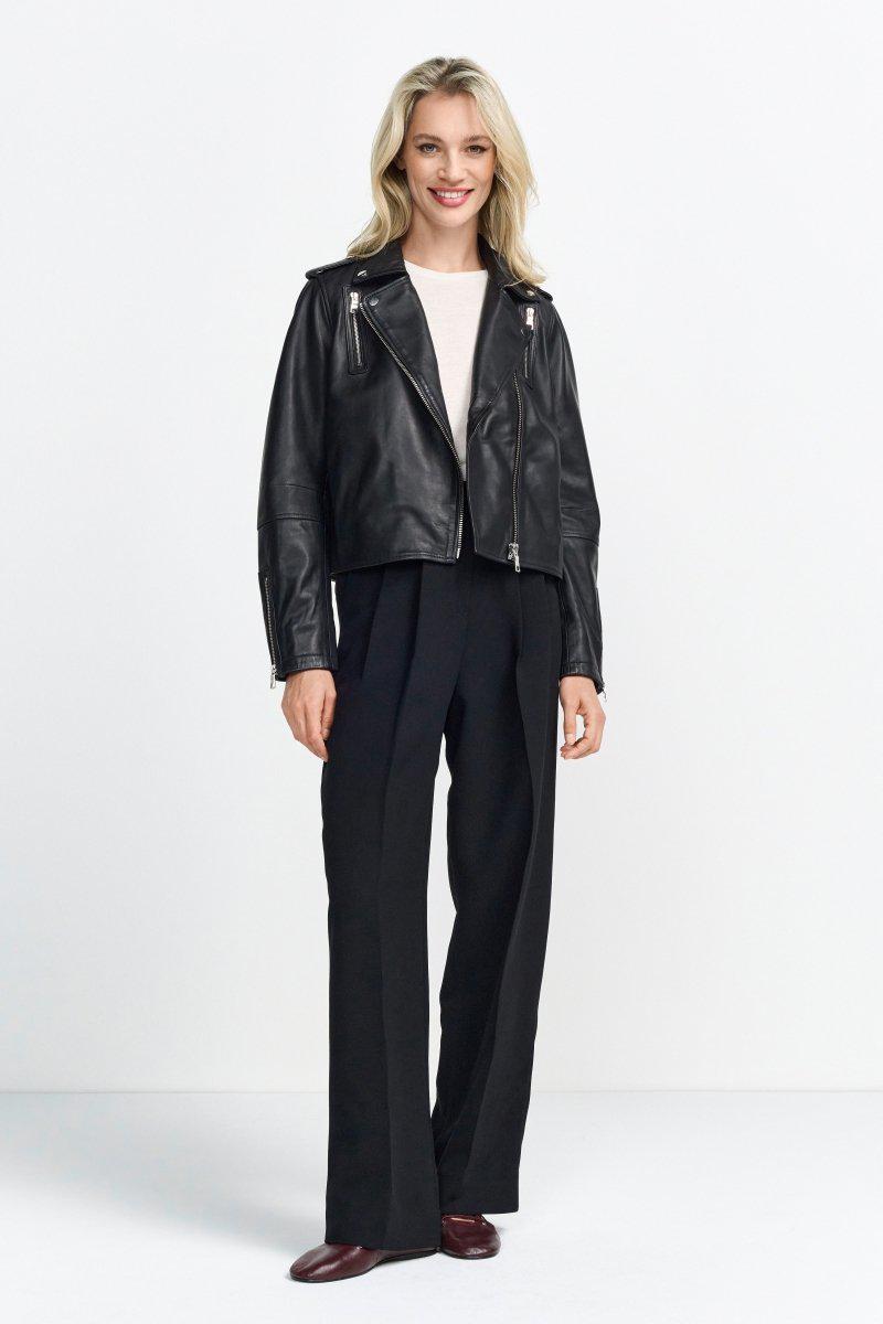 Black leather biker jacket Rich & Royal - Main Image