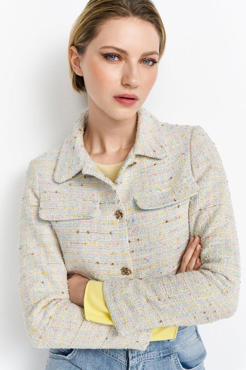 Short bouclé jacket in pastel green Rich & Royal