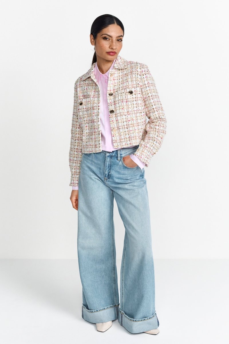 Short bouclé blazer with gold-tone buttons Rich & Royal