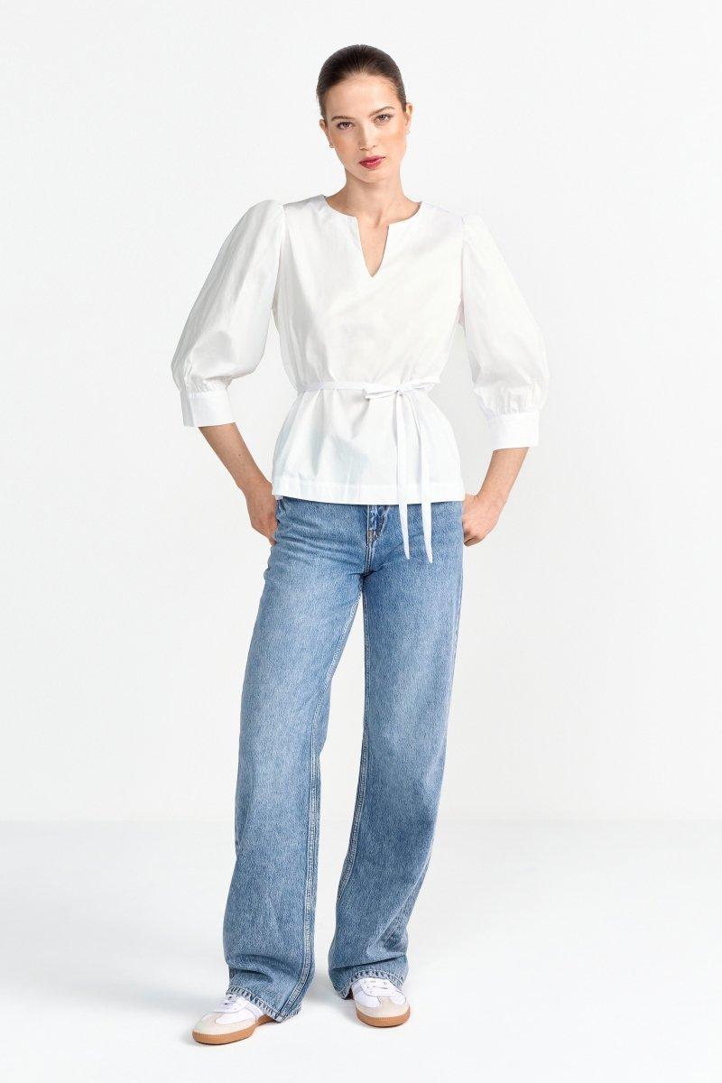 Weiße Bluse mit Puffärmeln-Rich & Royal