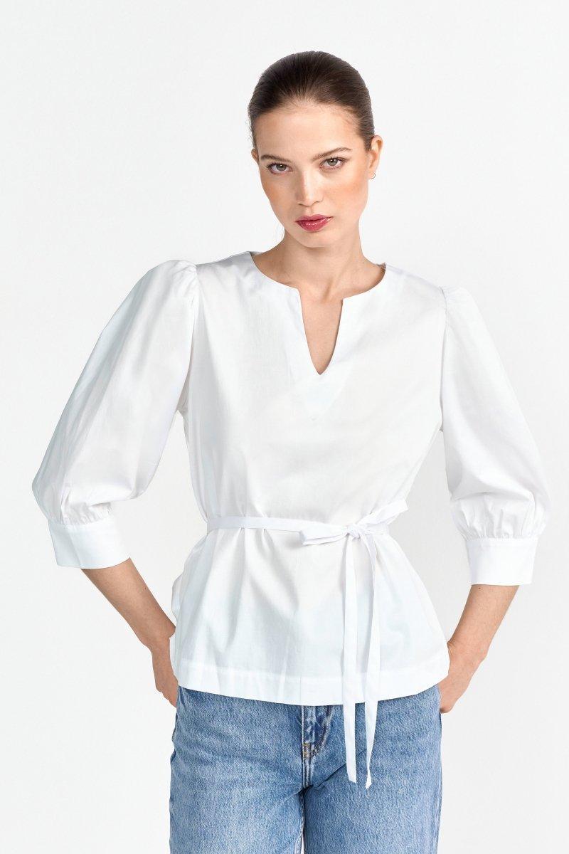 Weiße Bluse mit Puffärmeln-Rich & Royal