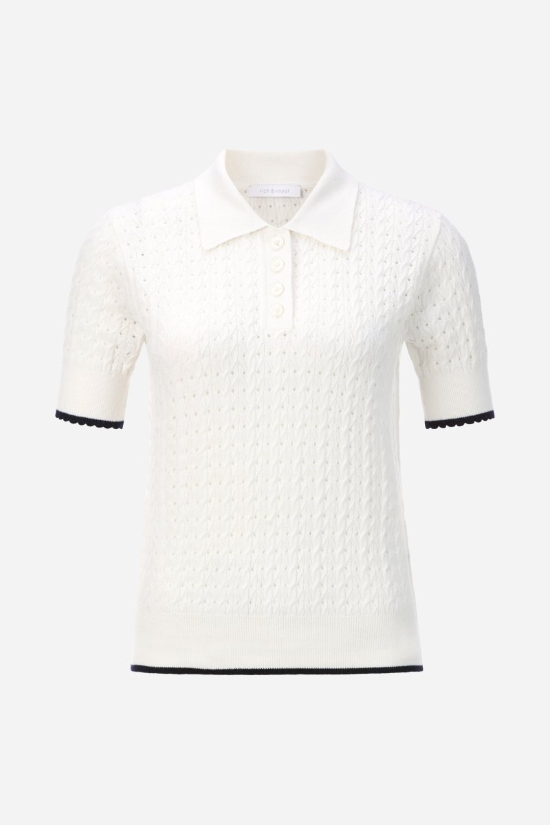 Poloshirt mit Zopfmuster-Rich & Royal