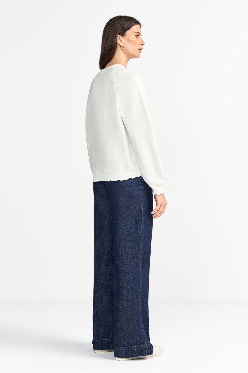 Weißes Sweatshirt mit Wellensaum-Rich & Royal