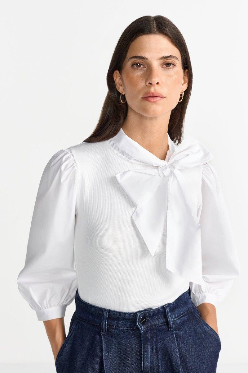 Bluse mit Puffärmeln und Schleife-Rich & Royal