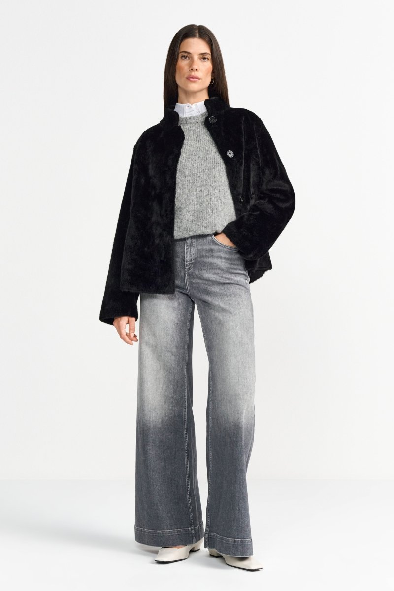 Kurzfelljacke mit Stehkragen-Rich & Royal