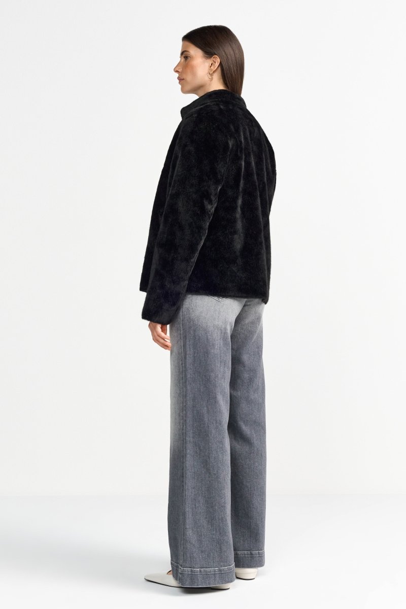 Kurzfelljacke mit Stehkragen-Rich & Royal