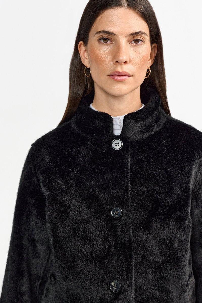 Kurzfelljacke mit Stehkragen-Rich & Royal