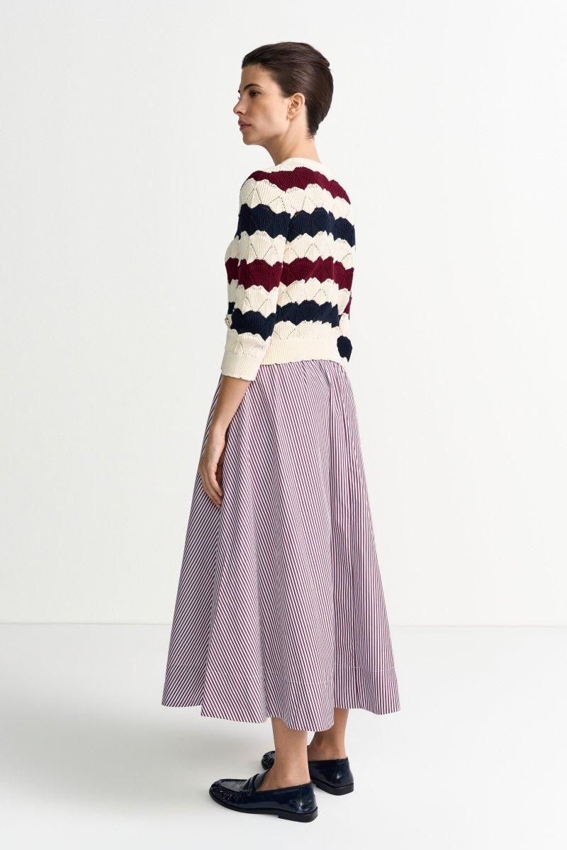 Gestreifte Ajour-Strickjacke-Rich & Royal