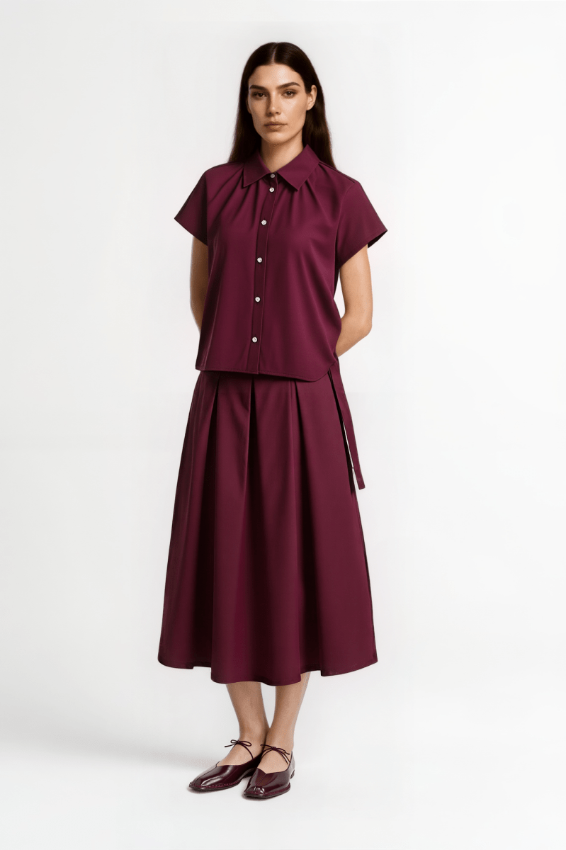 Weite Kurzarmbluse mit Hemdkragen-Rich & Royal