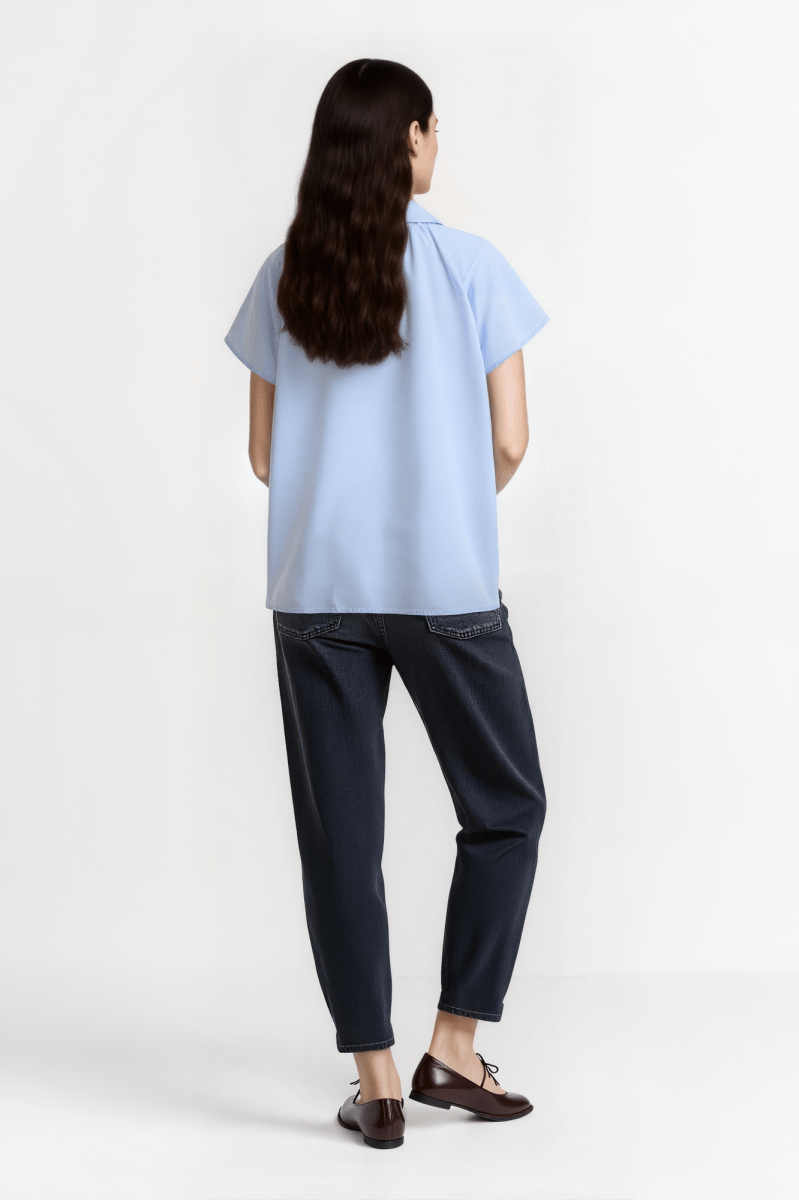 Weite Kurzarmbluse mit Hemdkragen-Rich & Royal