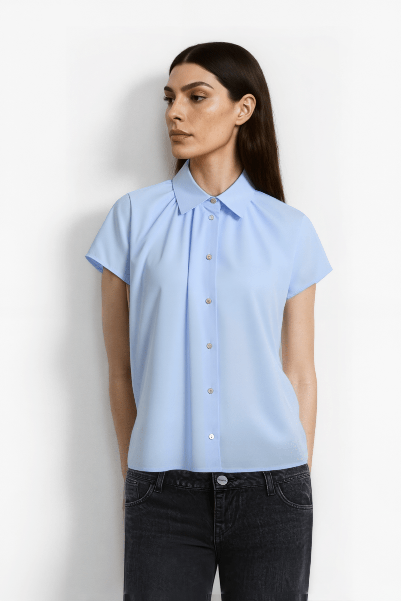 Weite Kurzarmbluse mit Hemdkragen-Rich & Royal