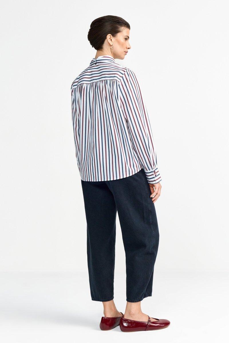 Gestreifte Bluse mit Schleifenkragen-Rich & Royal