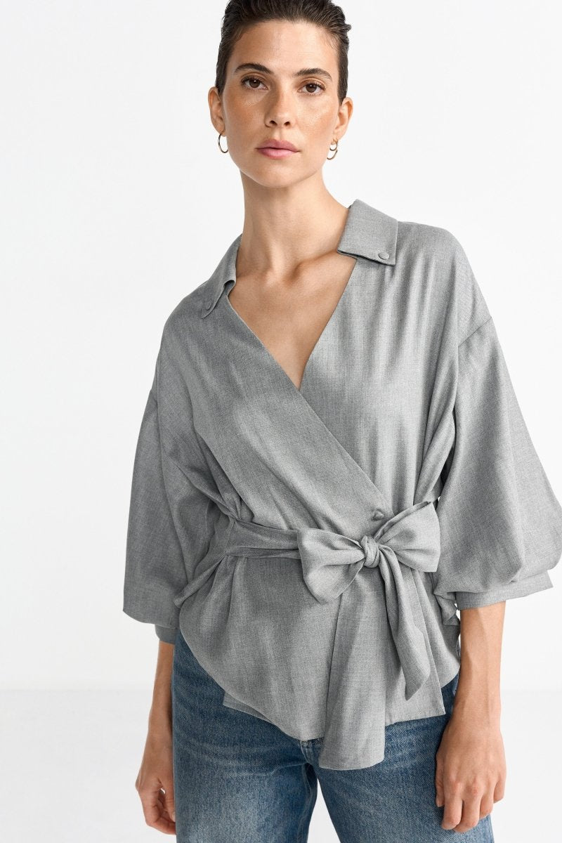 Wickelbluse mit Kragen-Rich & Royal