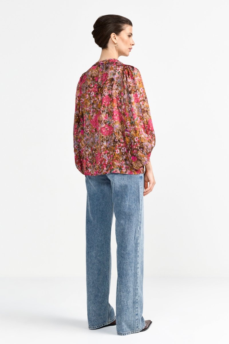 Gemusterte Bluse mit Ballonärmeln-Rich & Royal