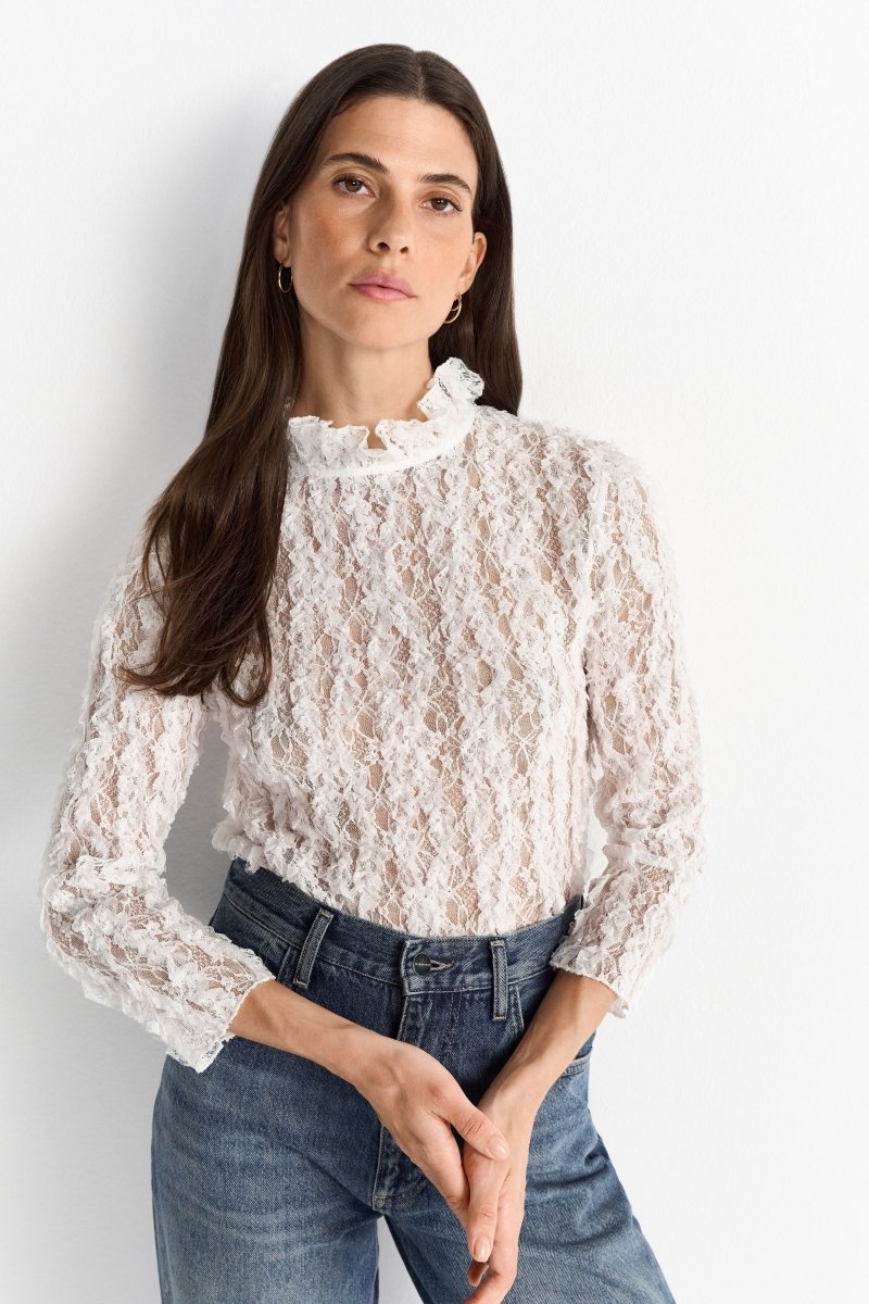 Spitzenbluse mit Stehkragen-Rich & Royal