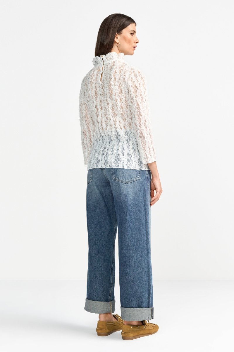 Spitzenbluse mit Stehkragen-Rich & Royal