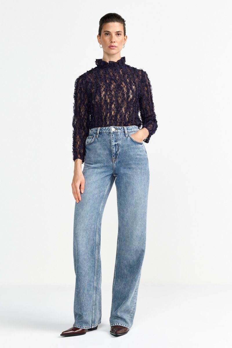 Spitzenbluse mit Stehkragen-Rich & Royal