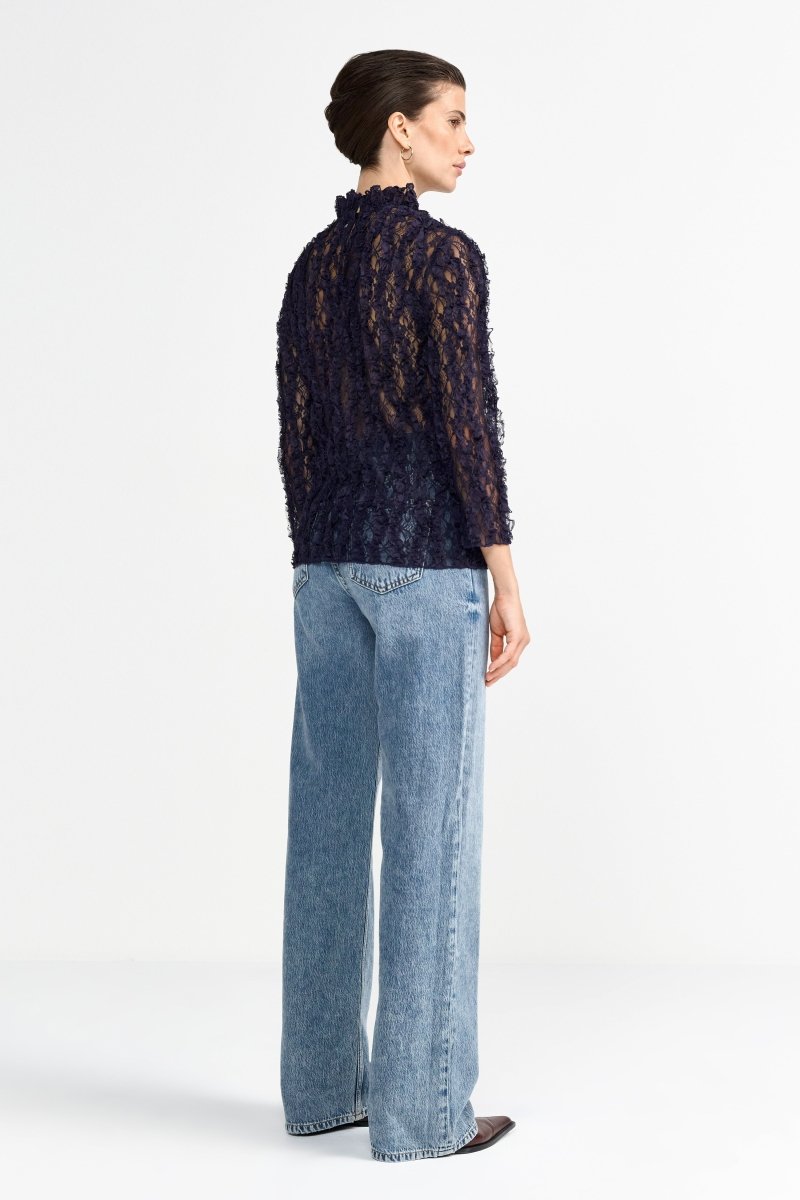 Spitzenbluse mit Stehkragen-Rich & Royal