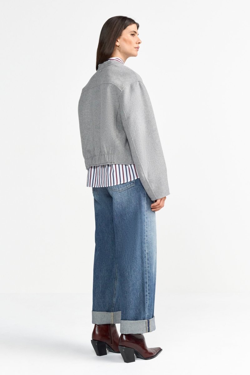 Hellgraue Jacke mit Stehkragen-Rich & Royal