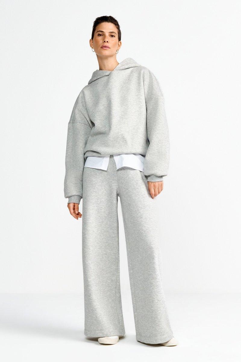Hellgraue Sweathose mit Strass-Rich & Royal