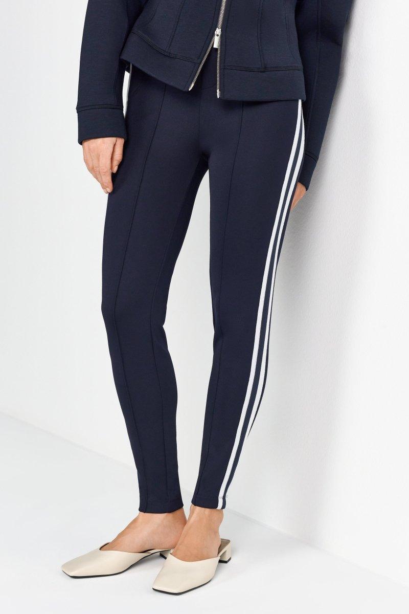 Dunkelblaue Stretchhose mit Seitenstreifen-Rich & Royal