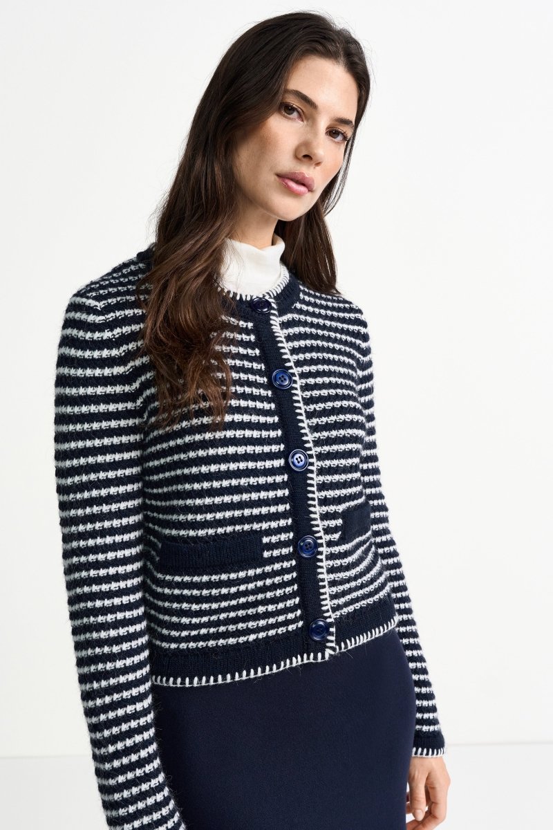 Gestreifte Strickjacke-Rich & Royal