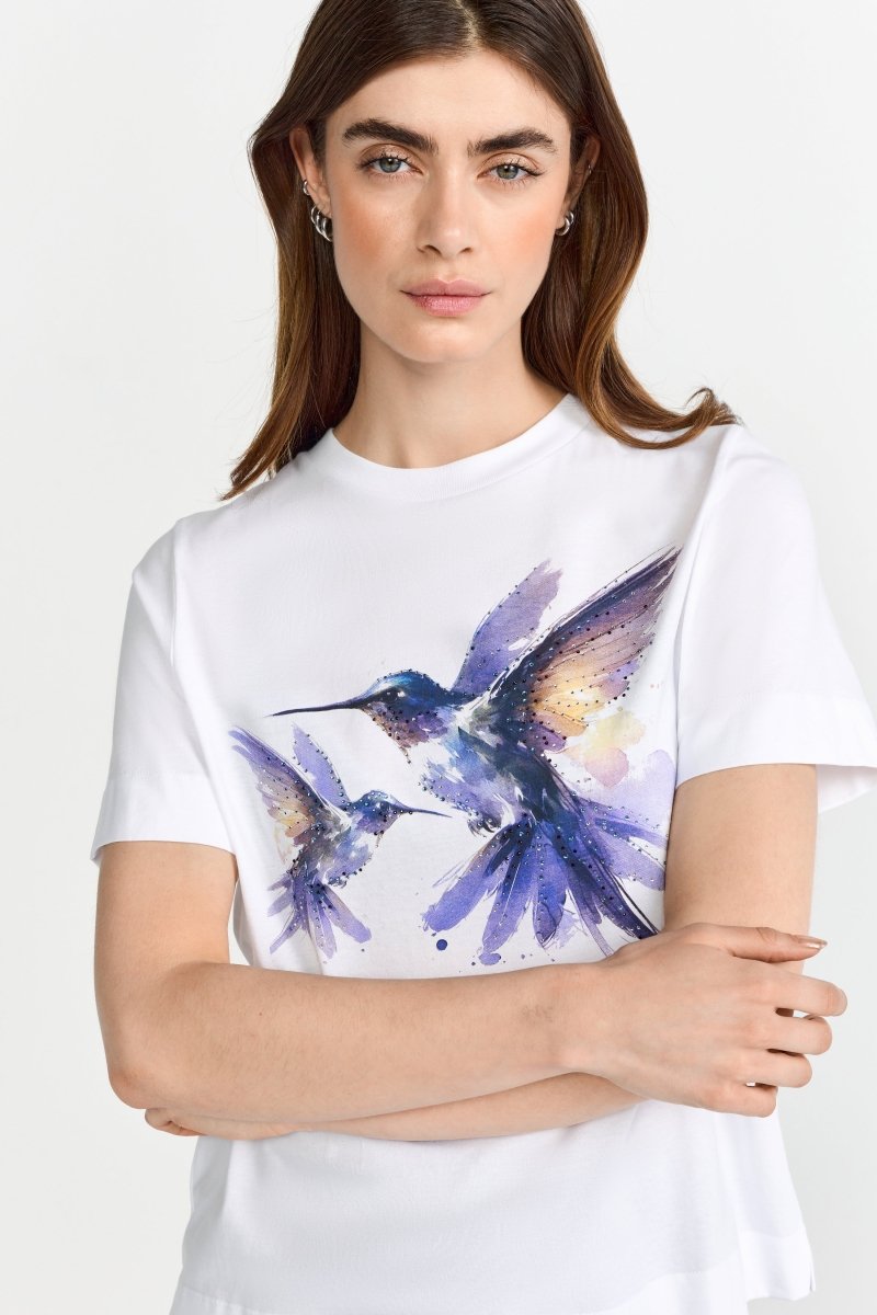 Weißes T-Shirt mit Print-Rich & Royal