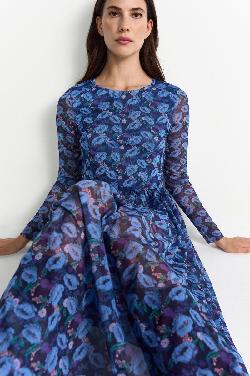 Langes Meshkleid mit Print-Rich & Royal