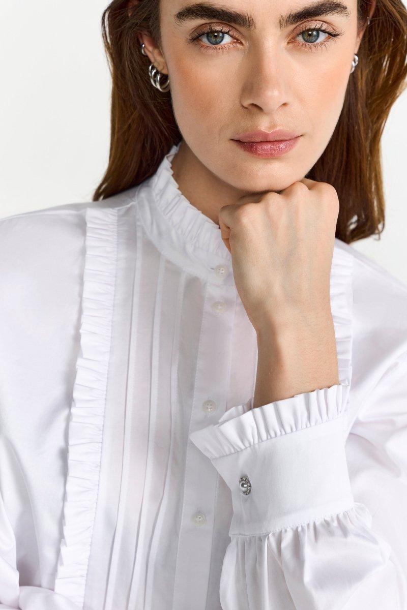 Weiße Bluse mit Rüschenkragen-Rich & Royal