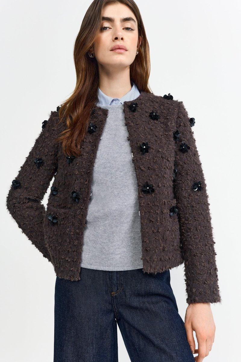 Blazerjacke mit Blütenapplikationen-Rich & Royal