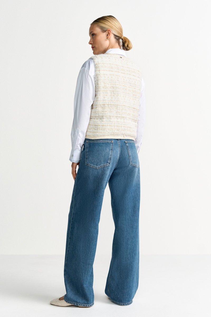 Cremefarbene Bouclé-Weste-Rich & Royal