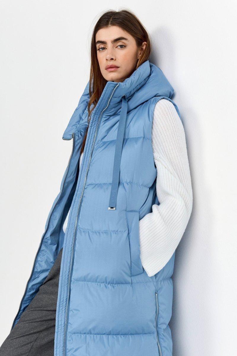 Lange Steppweste mit Kapuze-Rich & Royal