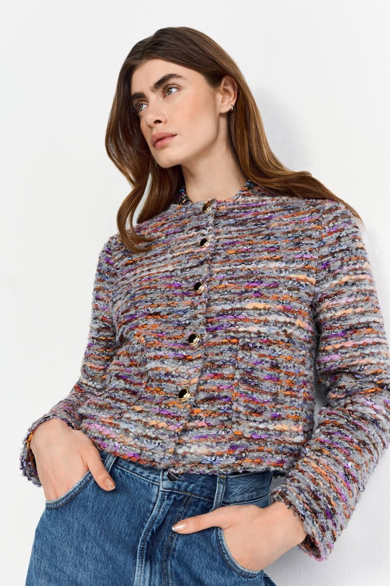 Bunte Bouclé-Jacke-Rich & Royal