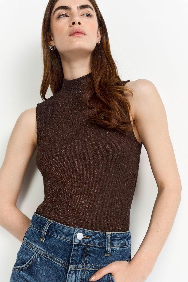 Rib-Top mit Glitzereffekt-Rich & Royal