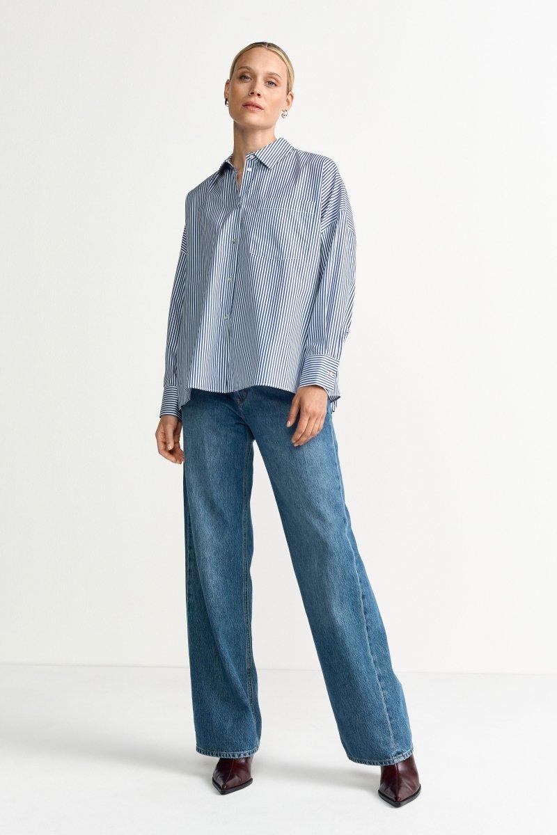 Gestreifte Oversize-Hemdbluse-Rich & Royal