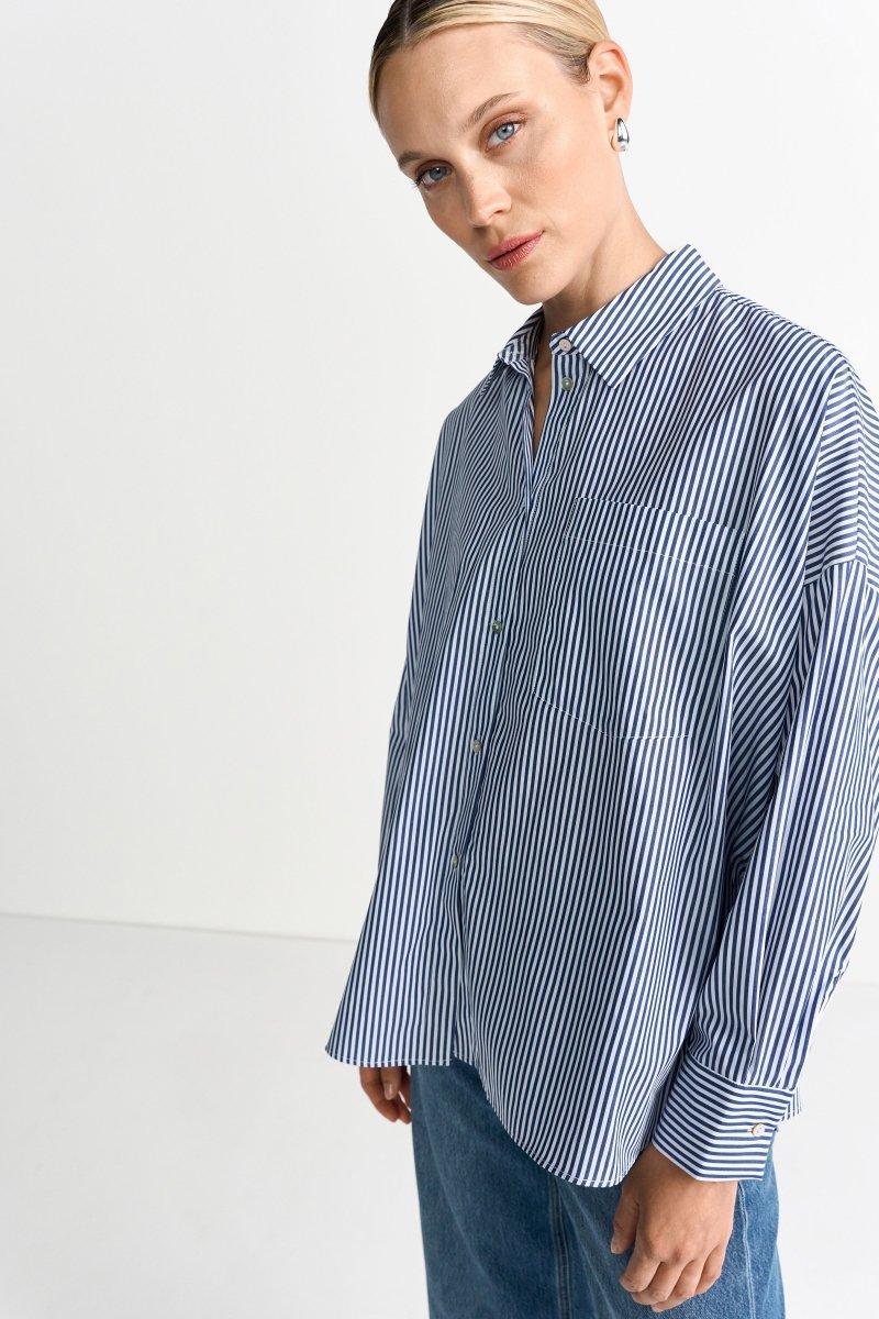 Gestreifte Oversize-Hemdbluse-Rich & Royal