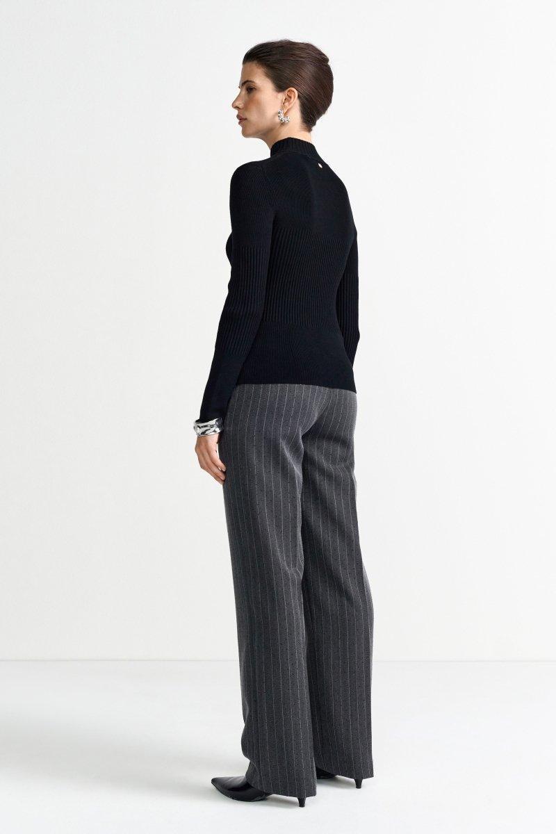 Rippstrickpullover mit Stehkragen-Rich & Royal