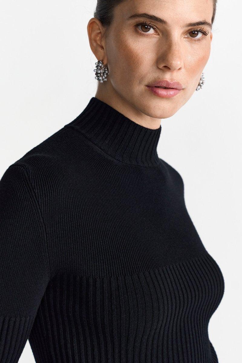 Rippstrickpullover mit Stehkragen-Rich & Royal