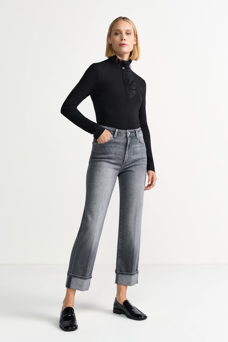 Longsleeve mit Rüschenkragen-Rich & Royal