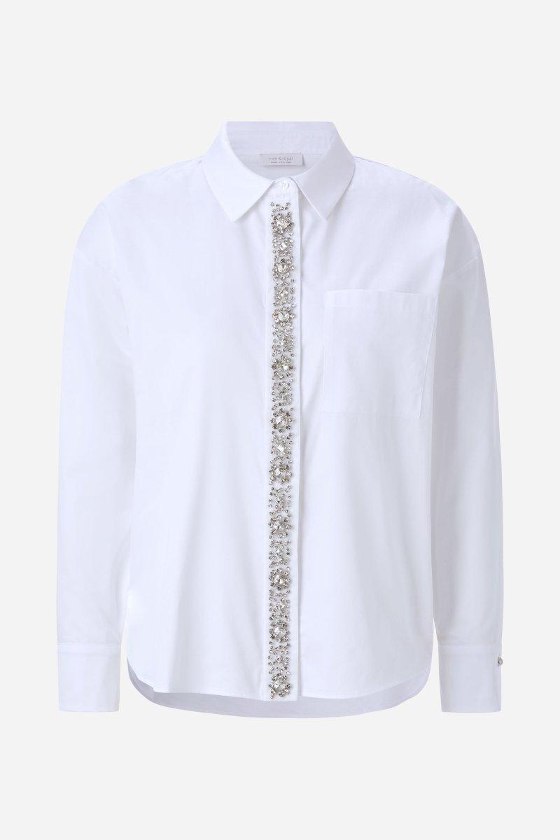 Weiße Bluse mit Strassknopfleiste-Rich & Royal