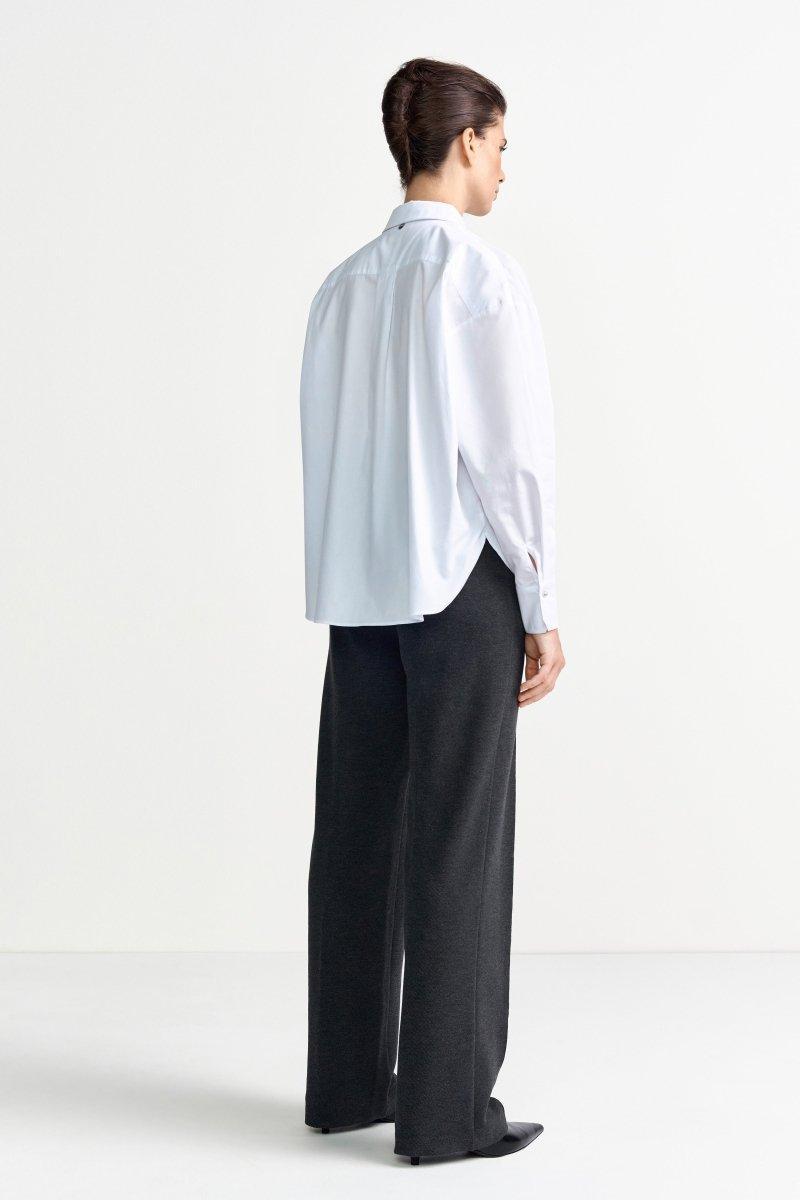 Weiße Bluse mit Strassknopfleiste-Rich & Royal