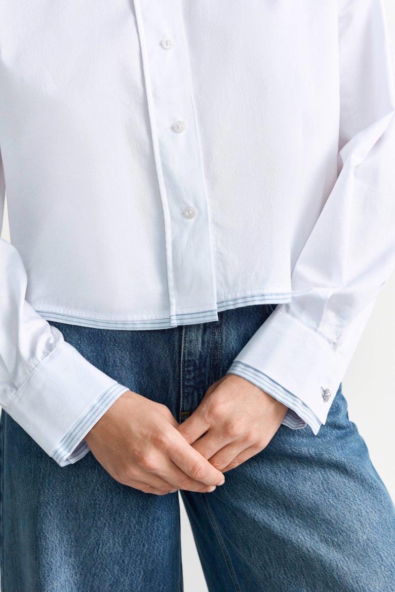 Hemdbluse mit Kontrastpaspeln-Rich & Royal