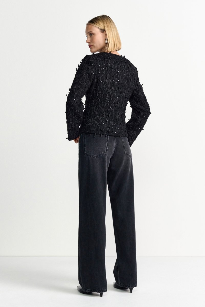 Schwarze Bouclé-Jacke-Rich & Royal