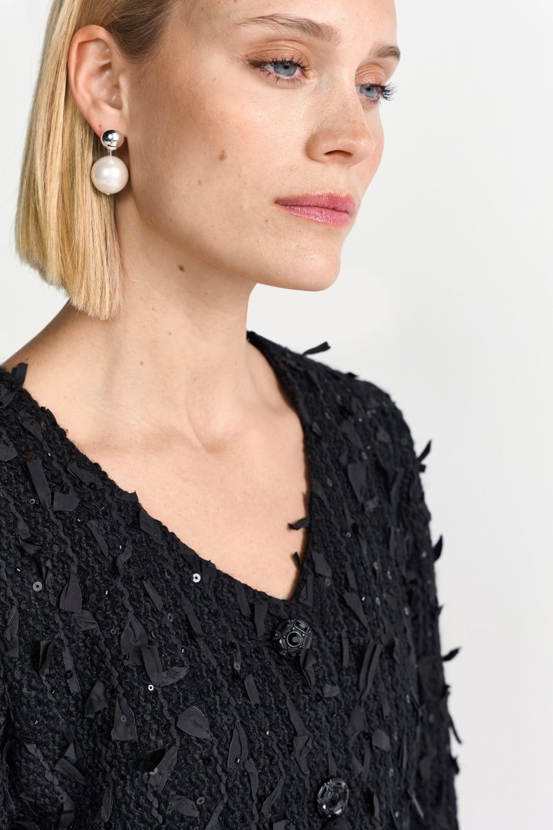 Schwarze Bouclé-Jacke-Rich & Royal