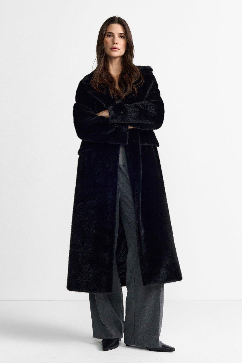 Schwarzer Oversized-Mantel-Rich & Royal