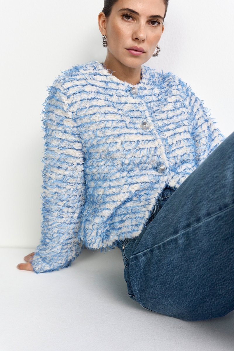 Bouclé-Jacke mit Statement-Knöpfen-Rich & Royal