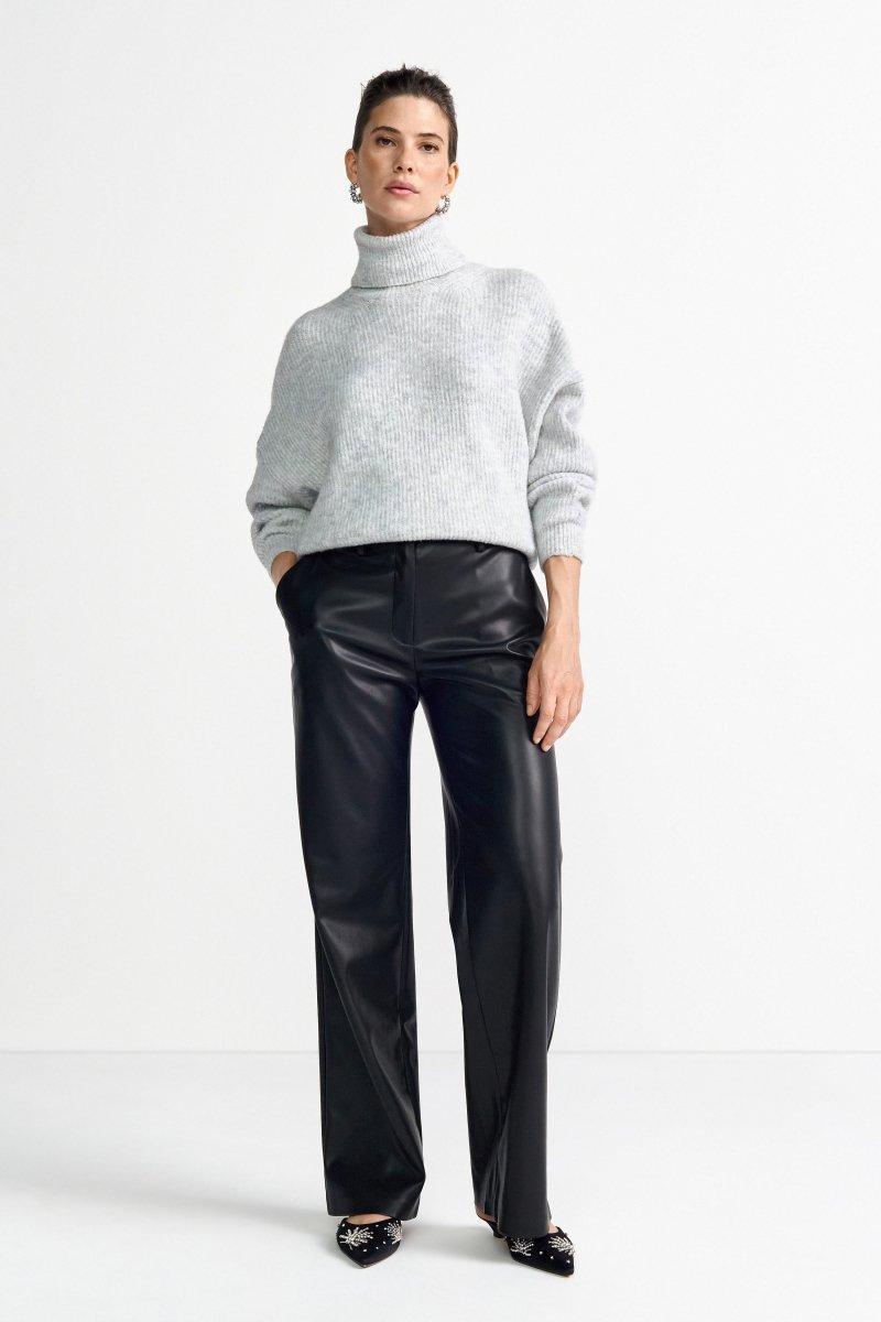 Schwarze Kunstlederhose-Rich & Royal