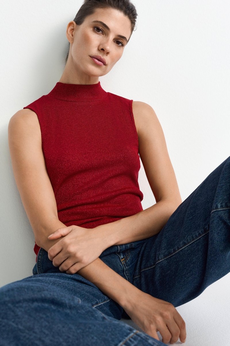 Rib-Top mit Glitzereffekt-Rich & Royal