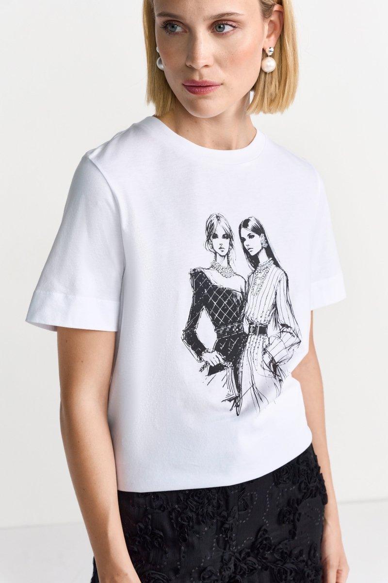 Baumwoll-T-Shirt mit Print-Rich & Royal